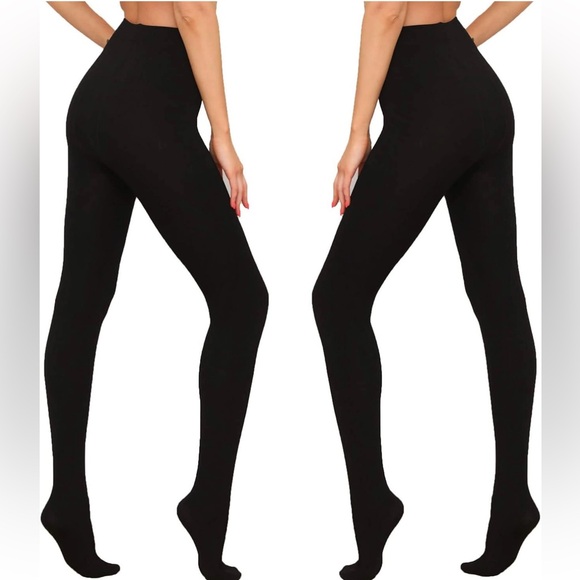 NWT HA WA Fleece Lined Tights, Opaque Warm Tights with Control Top Pantyhose - Picture 2 of 6